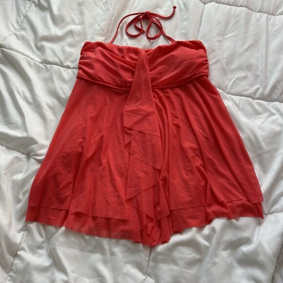 Venus Womens 12 Tankini Bikini Set Flowy Pink Coral Ruffle Y2K Summer Beach - Picture 1 of 10